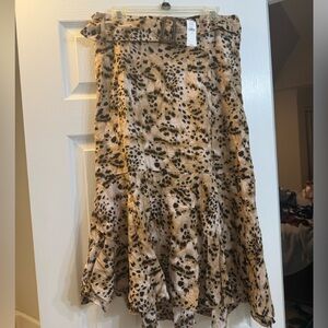 Women's Animal Print Flared Skirt - Beige and Black